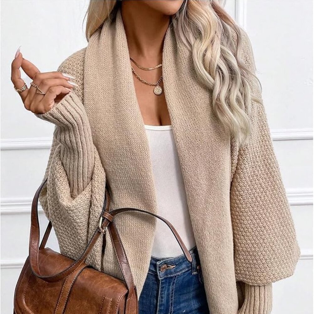 Apricot Casual Women's Batwing Sleeve Open Front Cardigan